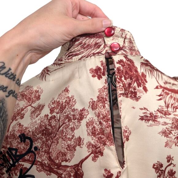 Zadig & Voltaire Rocket Toile De Jouy Satin Mock Neck Long Sleeve Dress Small - Picture 9 of 16